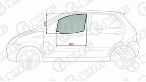CHEVROLET SPARK 2005-2010 боковое стекло, левой перелней двери опускное от Shateproof