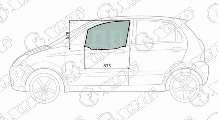 CHEVROLET SPARK 2005-2010 боковое стекло, левой перелней двери опускное от Shateproof